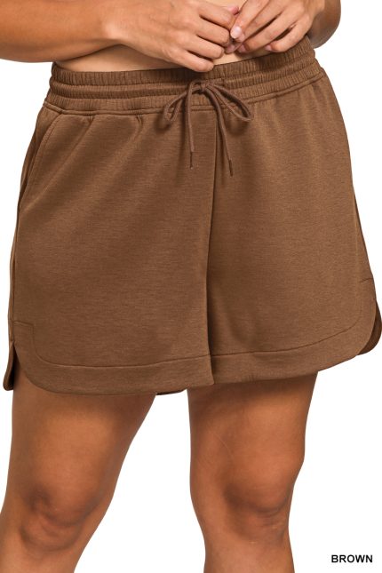 Plus Scuba Elastic Waistband Shorts W/pocket