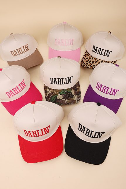 Darlin' Embroidered Two-tone Canvas Cotton Cap