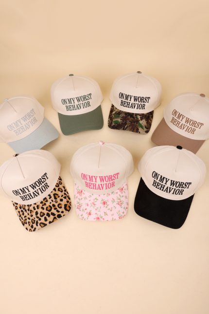 On My Worst Behavior Two Tone Canvas Cotton Cap