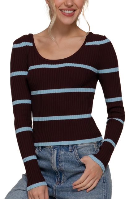 Scoop Neck Neck Stripe Sweater Top