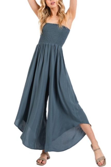 Smocked Detail Off Shoulder Jumpsuit