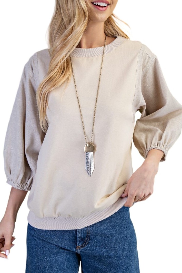 Mixed Fabric Top