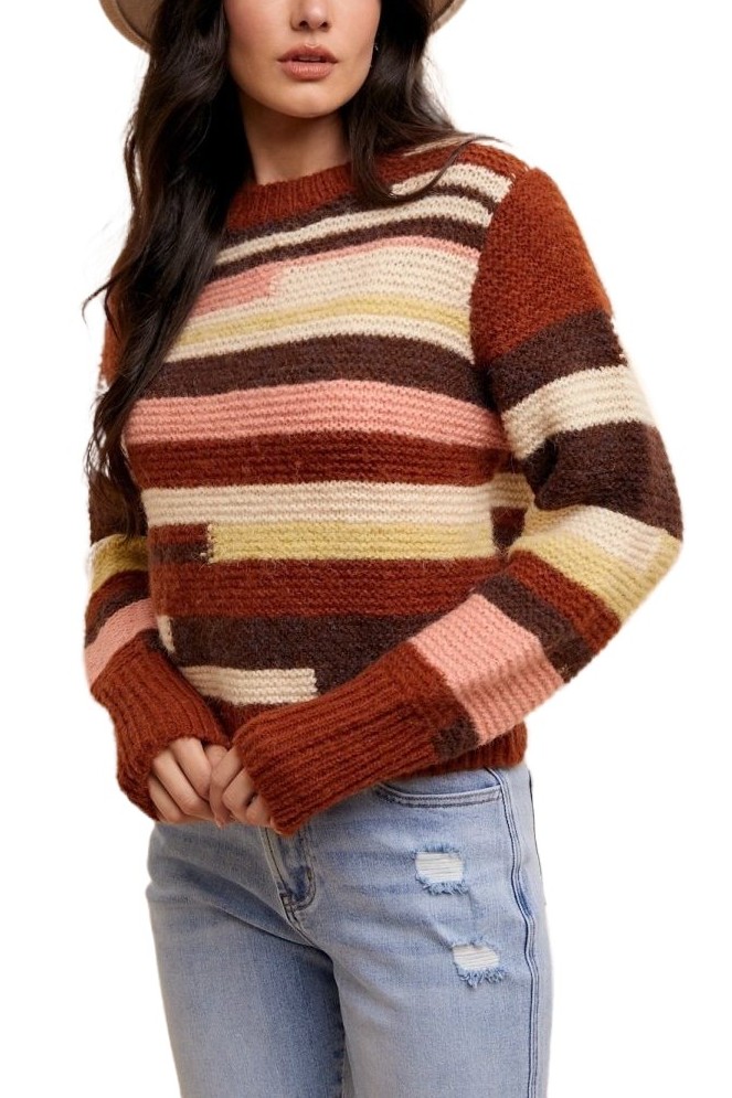 Multi Color Stripe Sweater Top