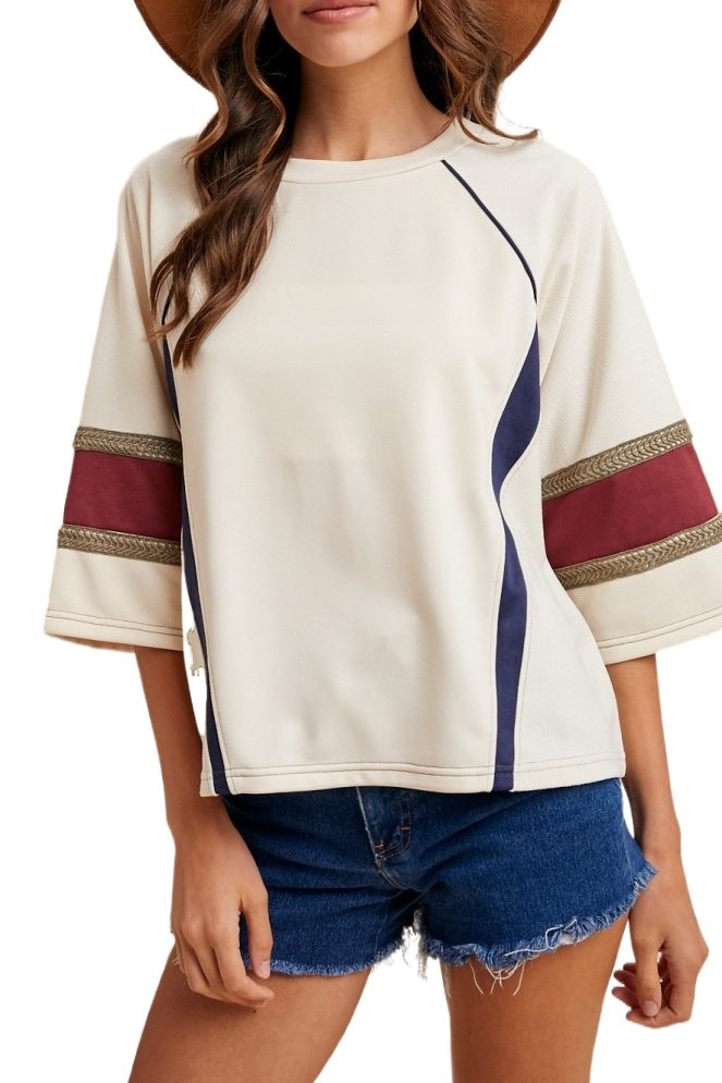 Color Block Varsity French Terry Top