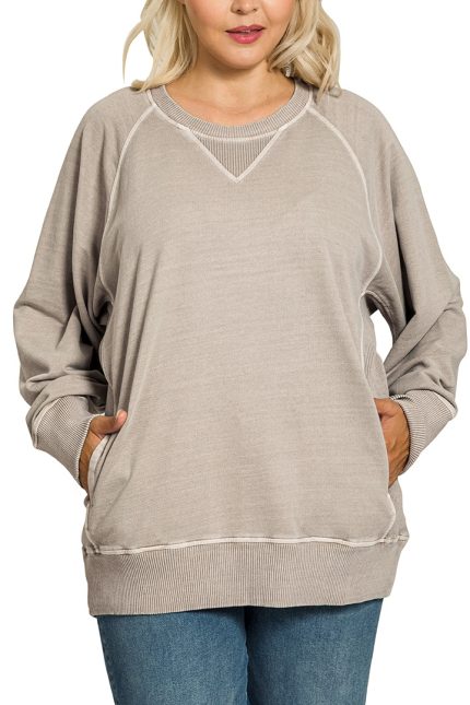 Plus Pigment Dyed French Terry Pullover