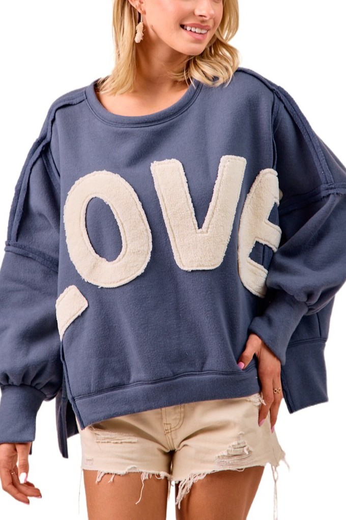Love Patchwork Fleece Sweatshirt