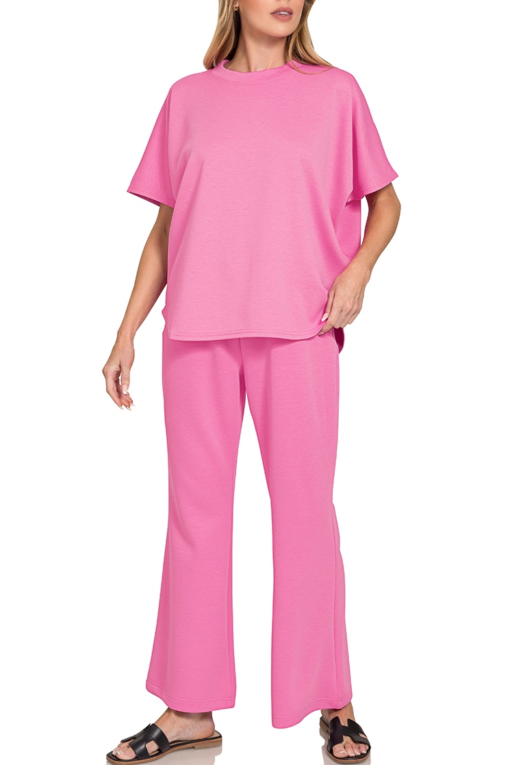 Scuba Curbed Hem Top And Pants Set for wholesale by Vanilla Monkey