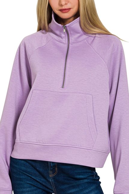Scuba Half Zip Pullover With Kangaroo Pocket