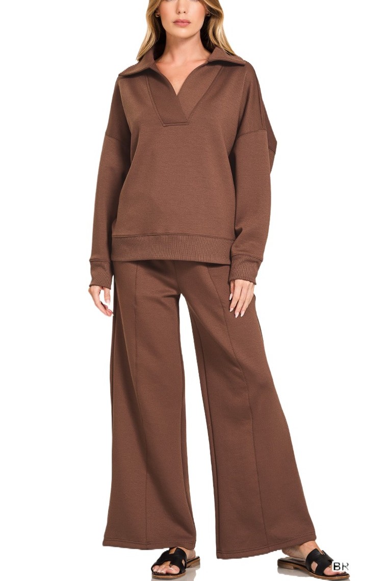 Scuba Collared Pullover And Pants Set for wholesale by Vanilla Monkey