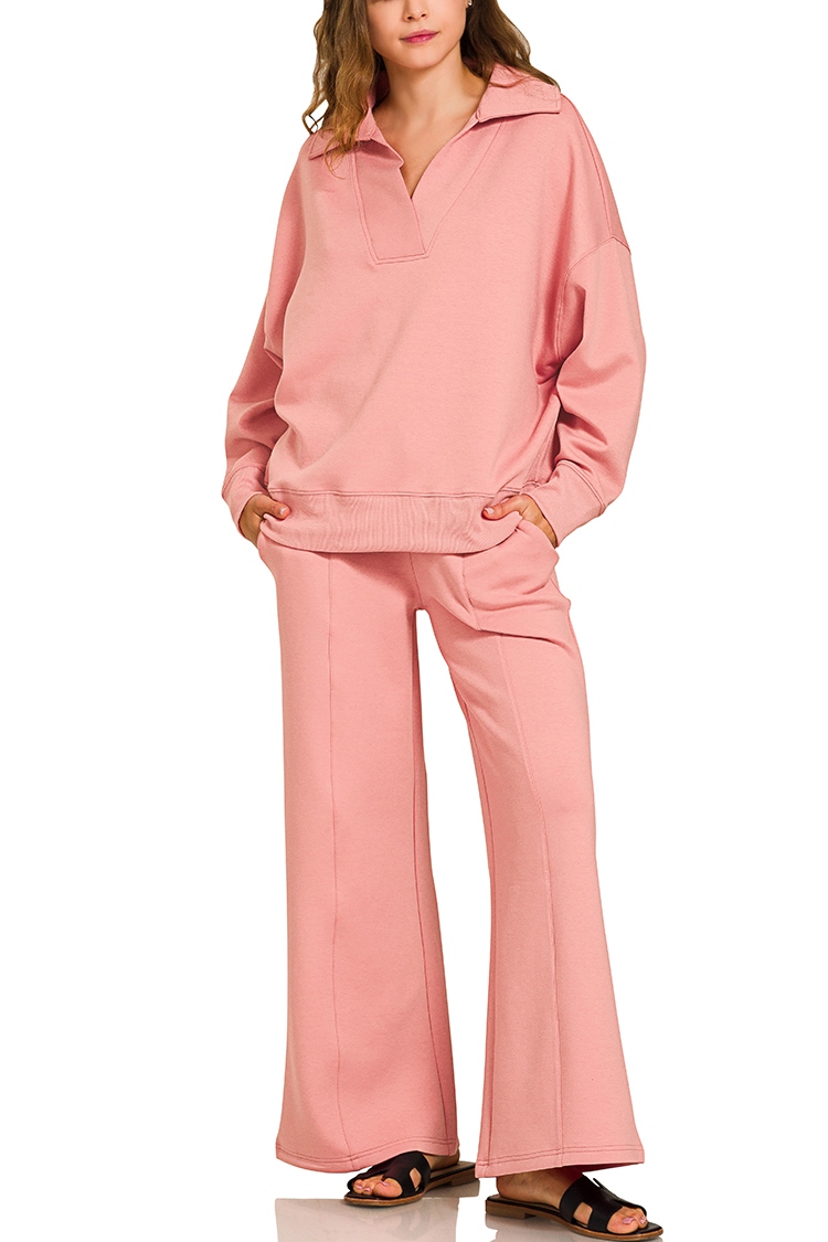 Scuba Collared Pullover And Pants Set for wholesale by Vanilla Monkey