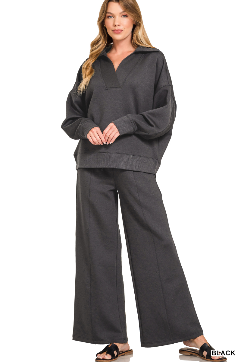 Scuba Collared Pullover And Pants Set for wholesale by Vanilla Monkey