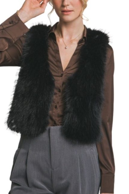 V-neckline Faux Fur Vest