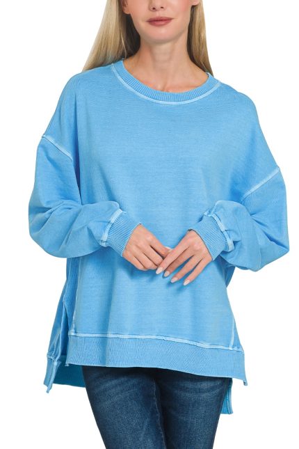 French Terry Pigment Dye And Enzyme Washing Pullover