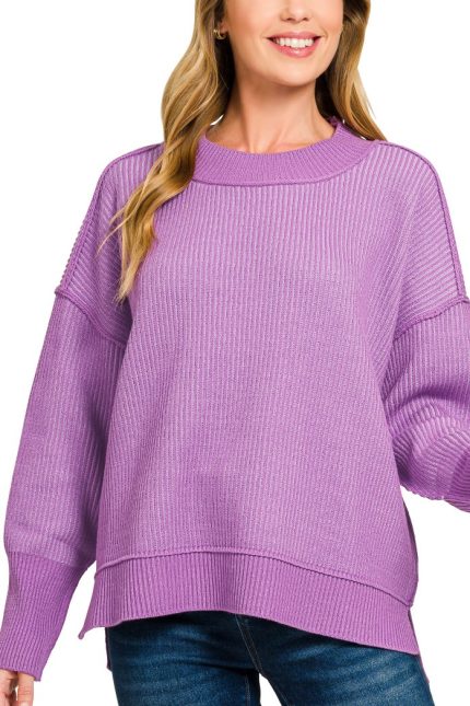 Exposed Seam Two Tone Sweater