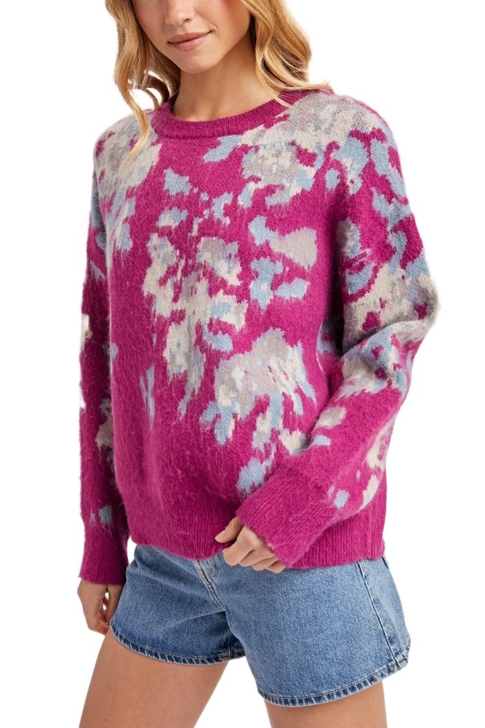 Floral Print Sweater Pullover