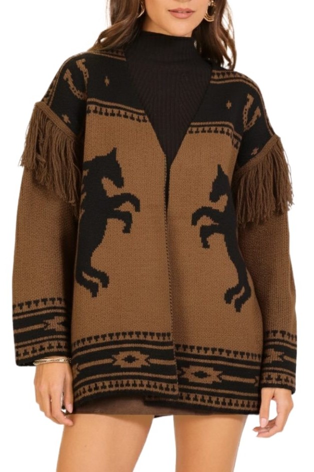 Western Fringe Desert Scene Cardigan