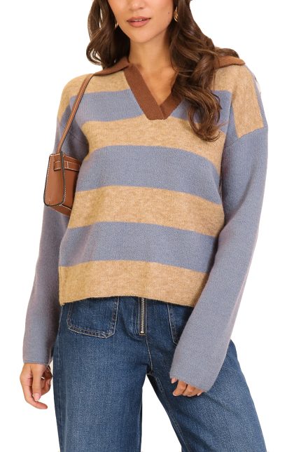 The Marlowe Striped Knit Collar Sweater