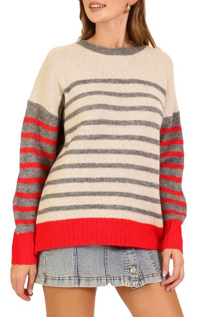 The Cozy Contrast Mixed-stripe Pullover Sweater