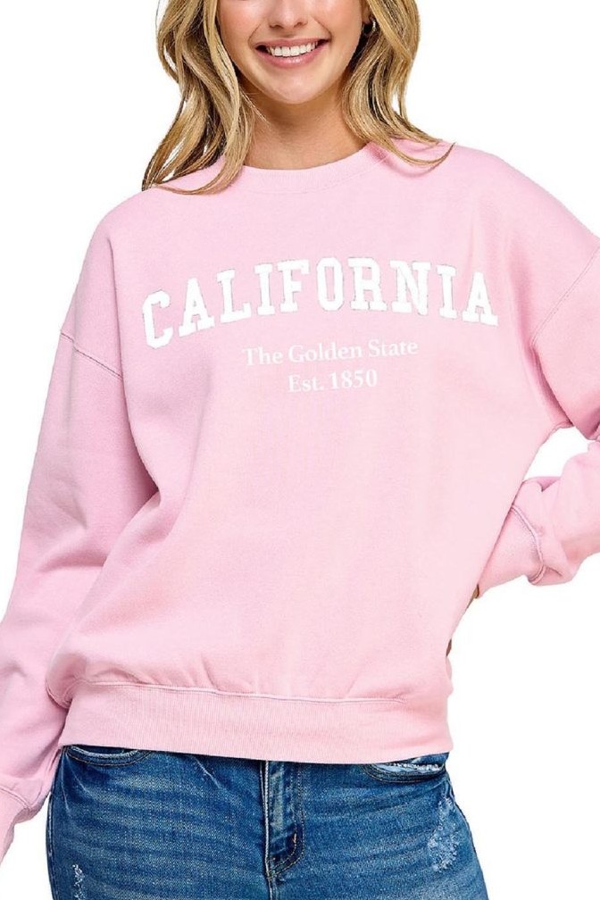 Fleece Sweatshirt With California Embroidery