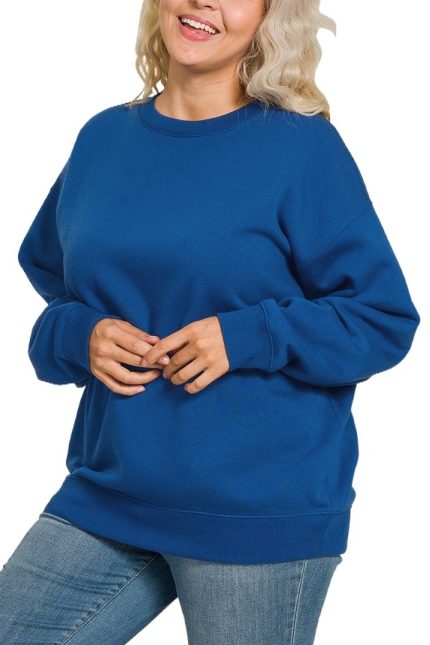 Plus Fleece Crewneck Pullover Sweatshirts