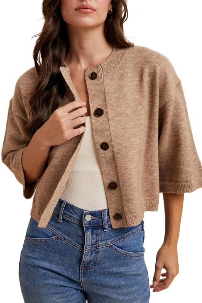 Half Sleeve Button Down Knit Cardigan