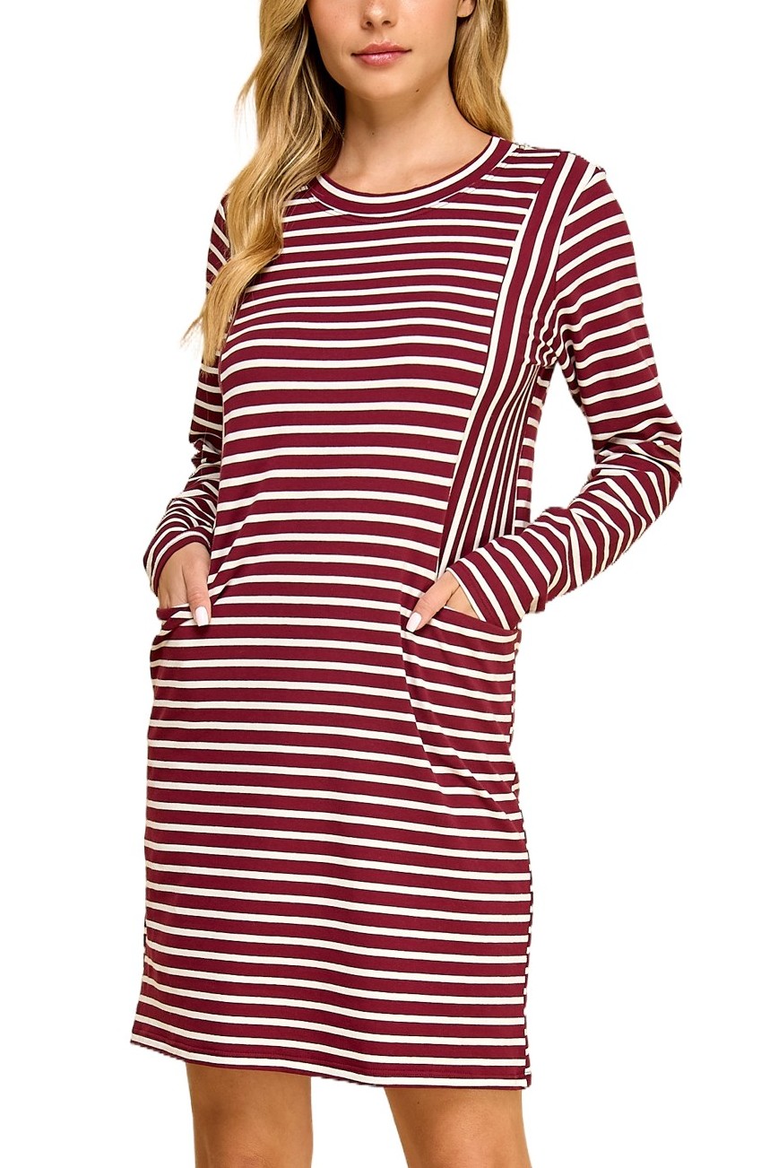 Striped Long Sleeve Shift Dress