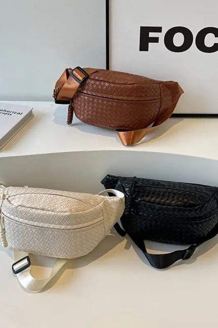Vegan Leather Woven Atlas Crossbody Bum Bag