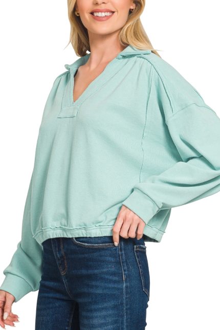 French Terry Collared Pullover