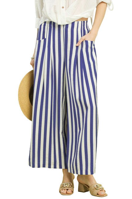 Vertical Stripe Wide Leg Pants