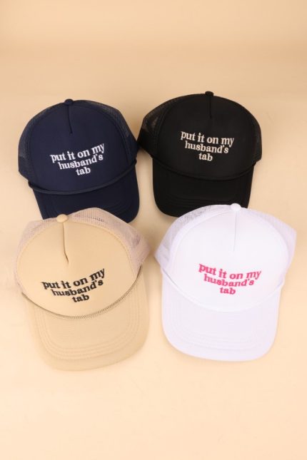 Put It On My Husband's Tab Mesh Trucker Cap