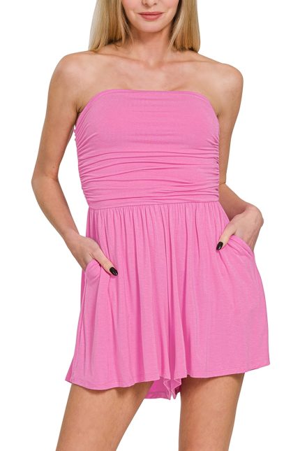 Double Layered Strapless Tube Top Romper