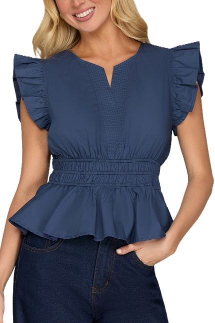V Neck Woven Top