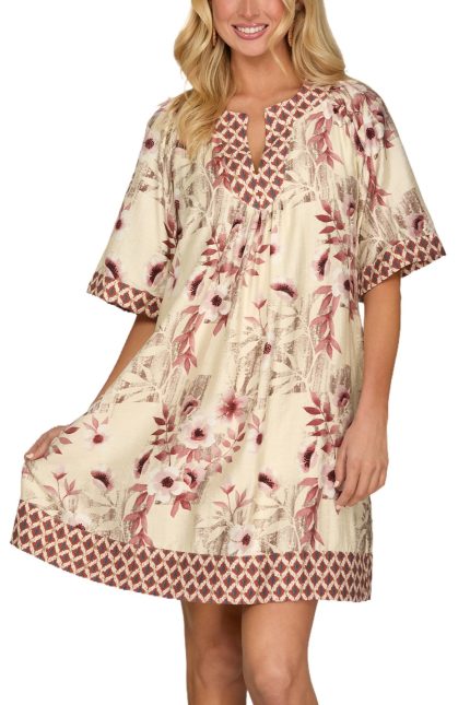 Bell Sleeve Printed Mini Dress