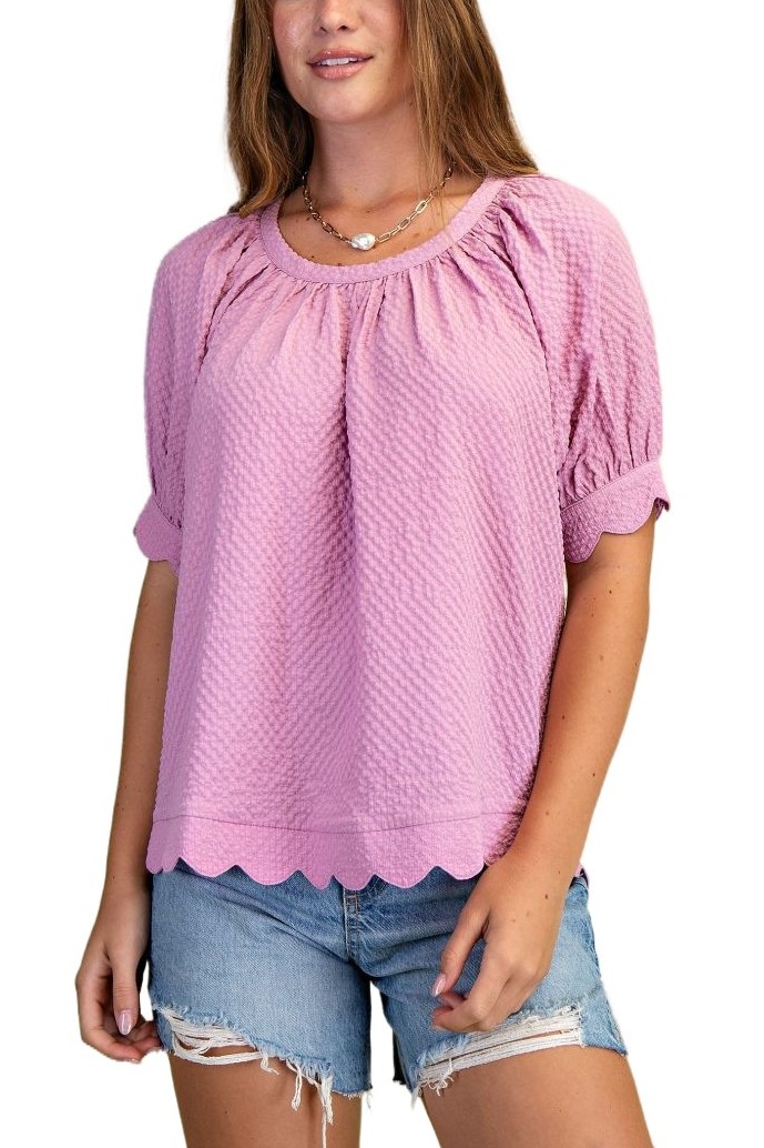 Textured Round Neck Blouse