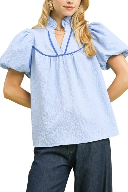 Textured Puff Sleeve Blouse