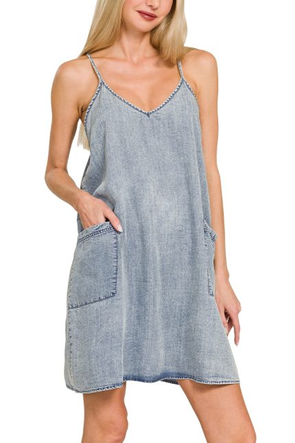 Enzyme Stone Washed Lyocell Mini Dress