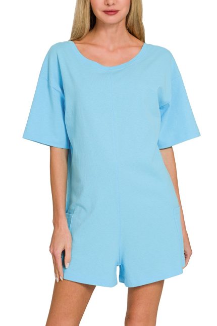 Short Sleeve Romper With Pockets