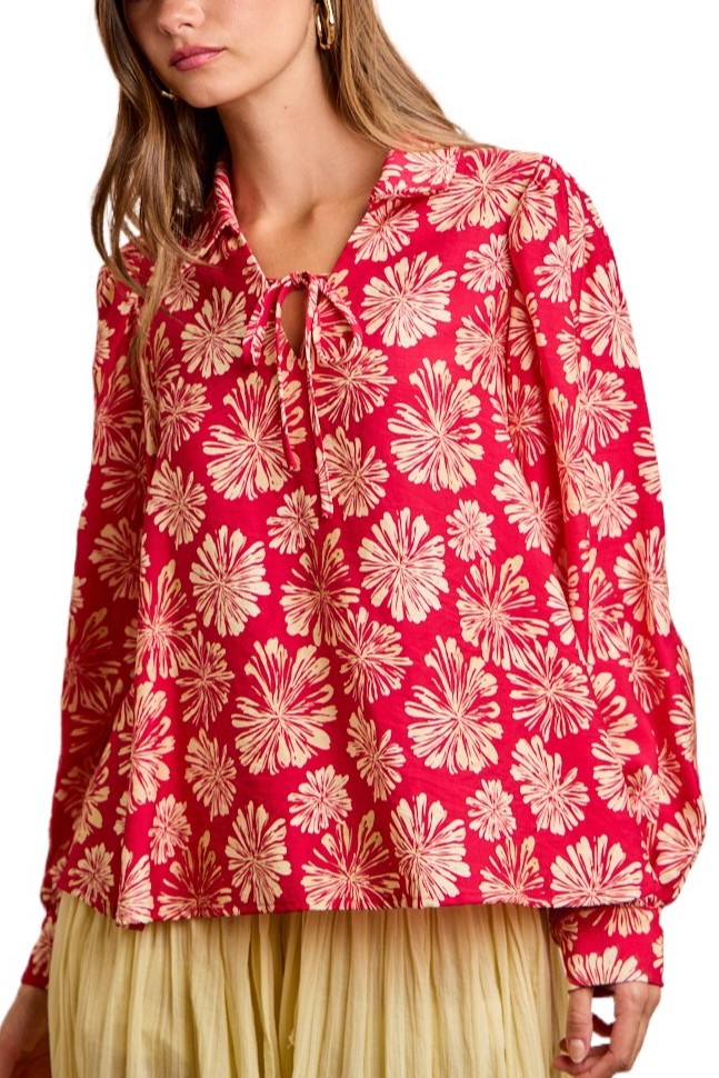 Floral Burst Printed Front Buttoned Shirts Top