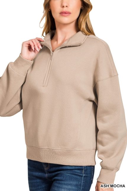 Fleece High Neck Half Zip Sweatshirts