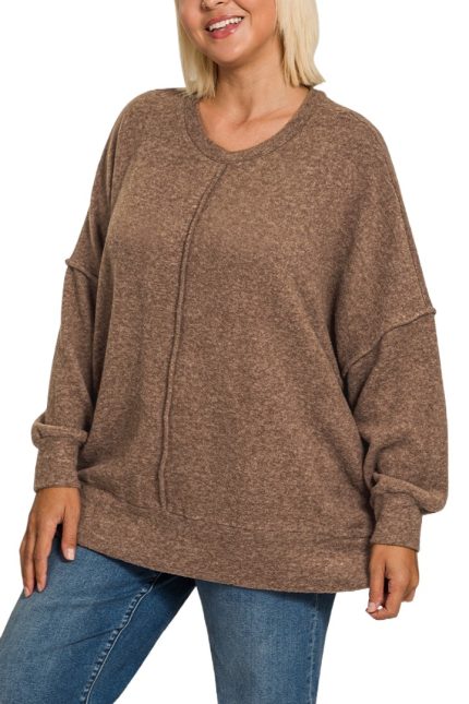 Plus Brushed Melange Hacci Oversized Sweater