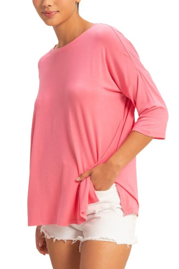 Relaxed Fit 3/4 Sleeve Top