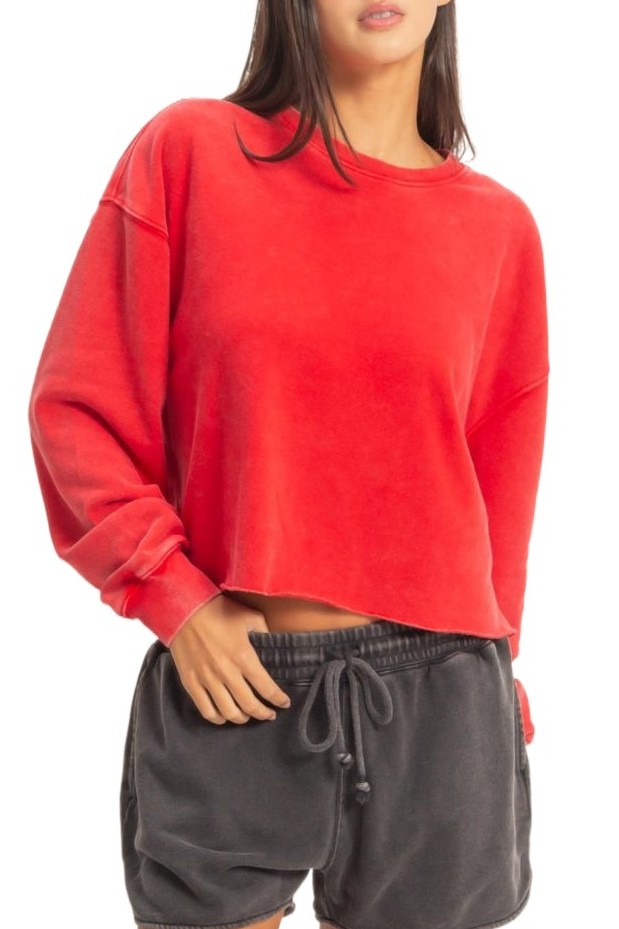Cropped Mineral Wash Sweatshirt
