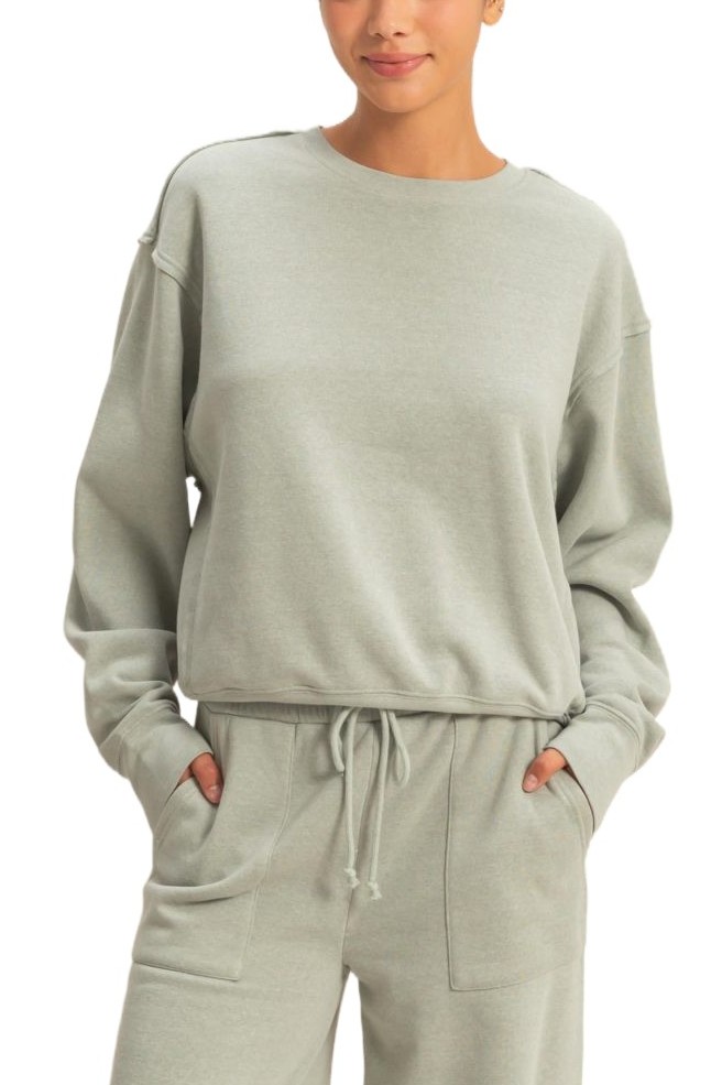 Raw Edge Detail Burnout Sweatshirt