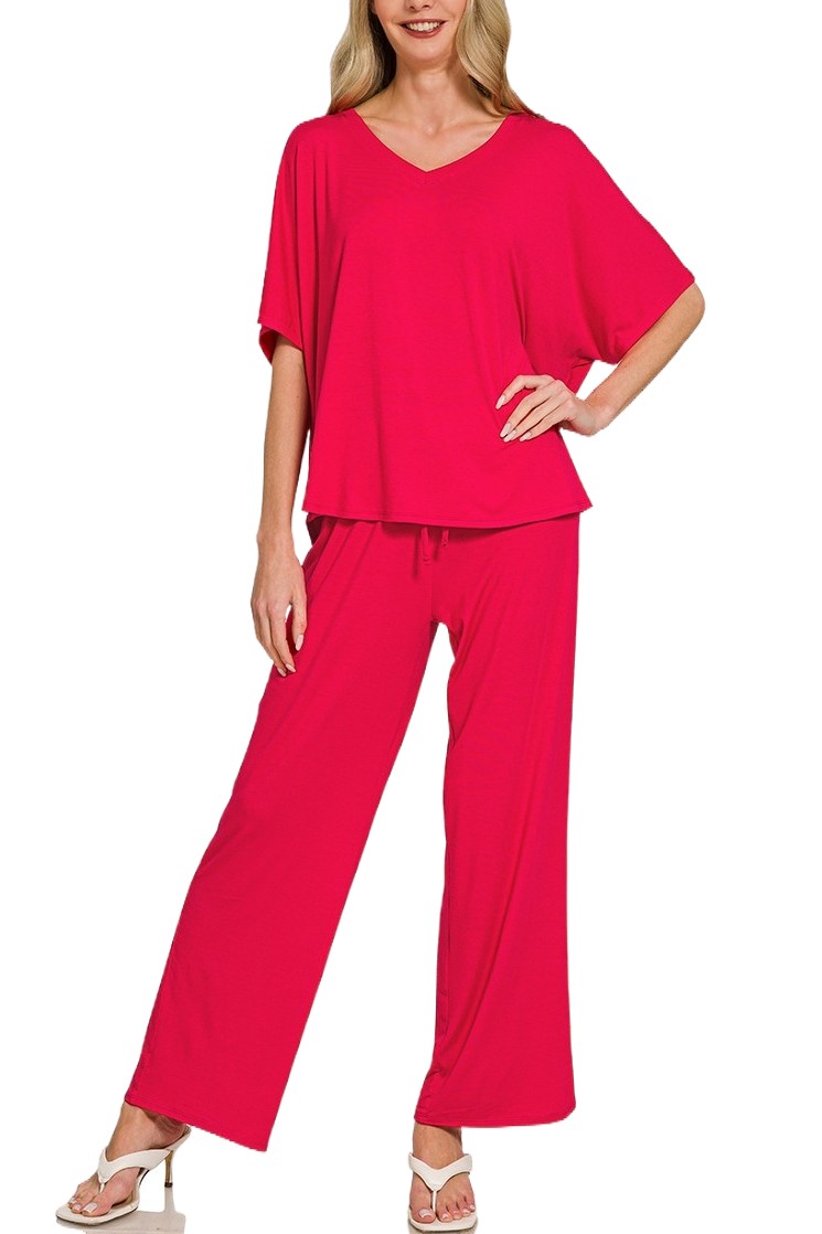 V-neck Oversized Top N Pants Set