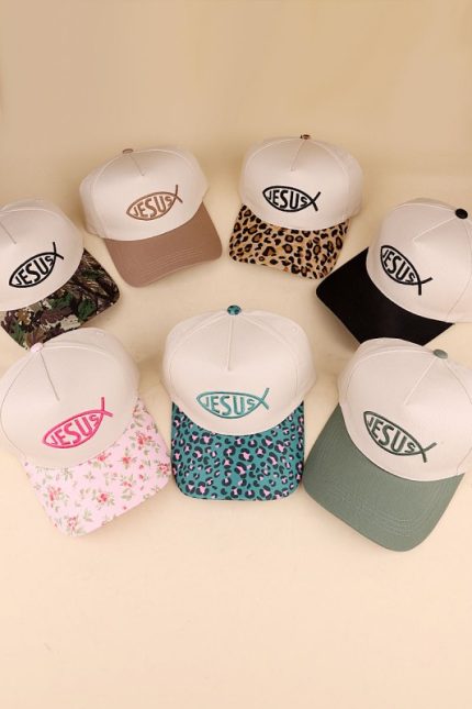 Jesus Fish Symbol Two Tone Cotton Cap