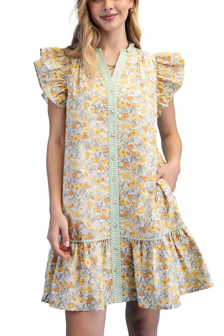 Floral Print Button Down Dress