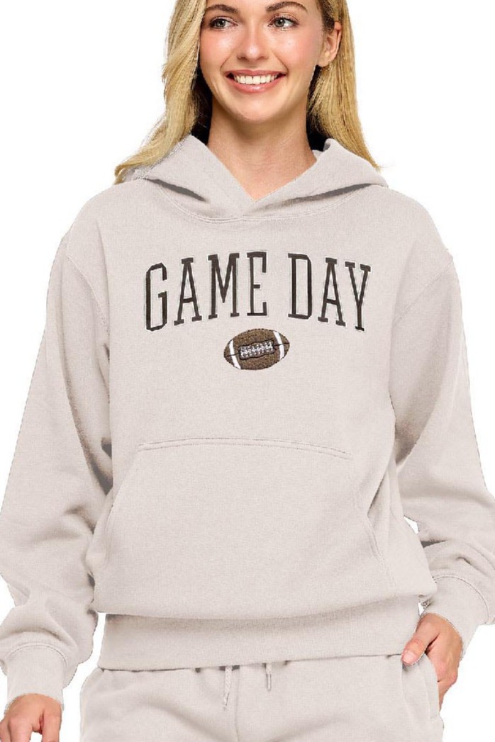 Fleece Hoodie With Game Day Embroidery
