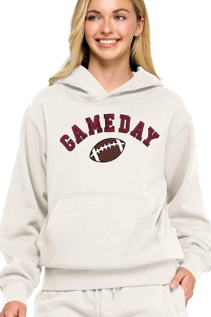 Fleece Hoodie With Game Day Chenille Patch