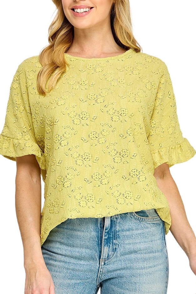 Lace Ruffled Sleeve Top