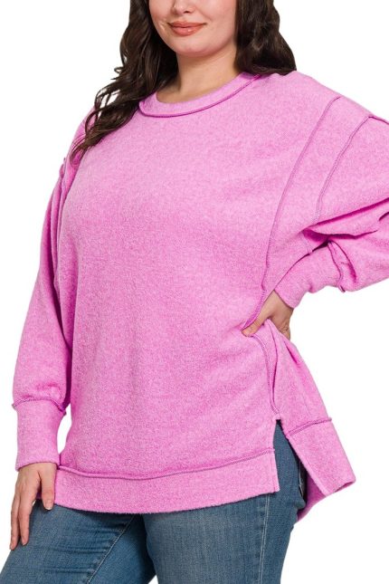 Plus Brushed Melange Hacci Oversized Sweater